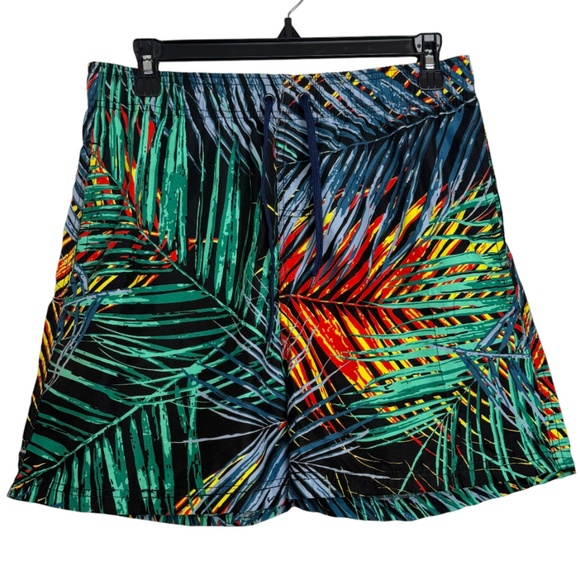 burnside Other - Burnside Mens Tropical Palm Print Lined Board Short Swim Trunks Medium
